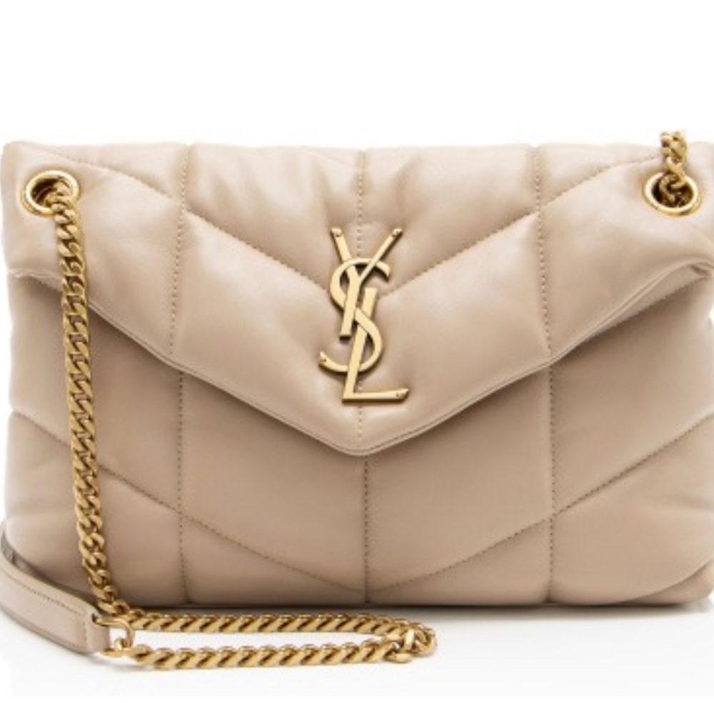 Yves Saint Laurent Beige Crossbody Bag with Gold Chain